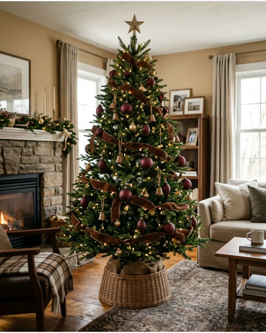 41. Brown and Burgundy Christmas Tree