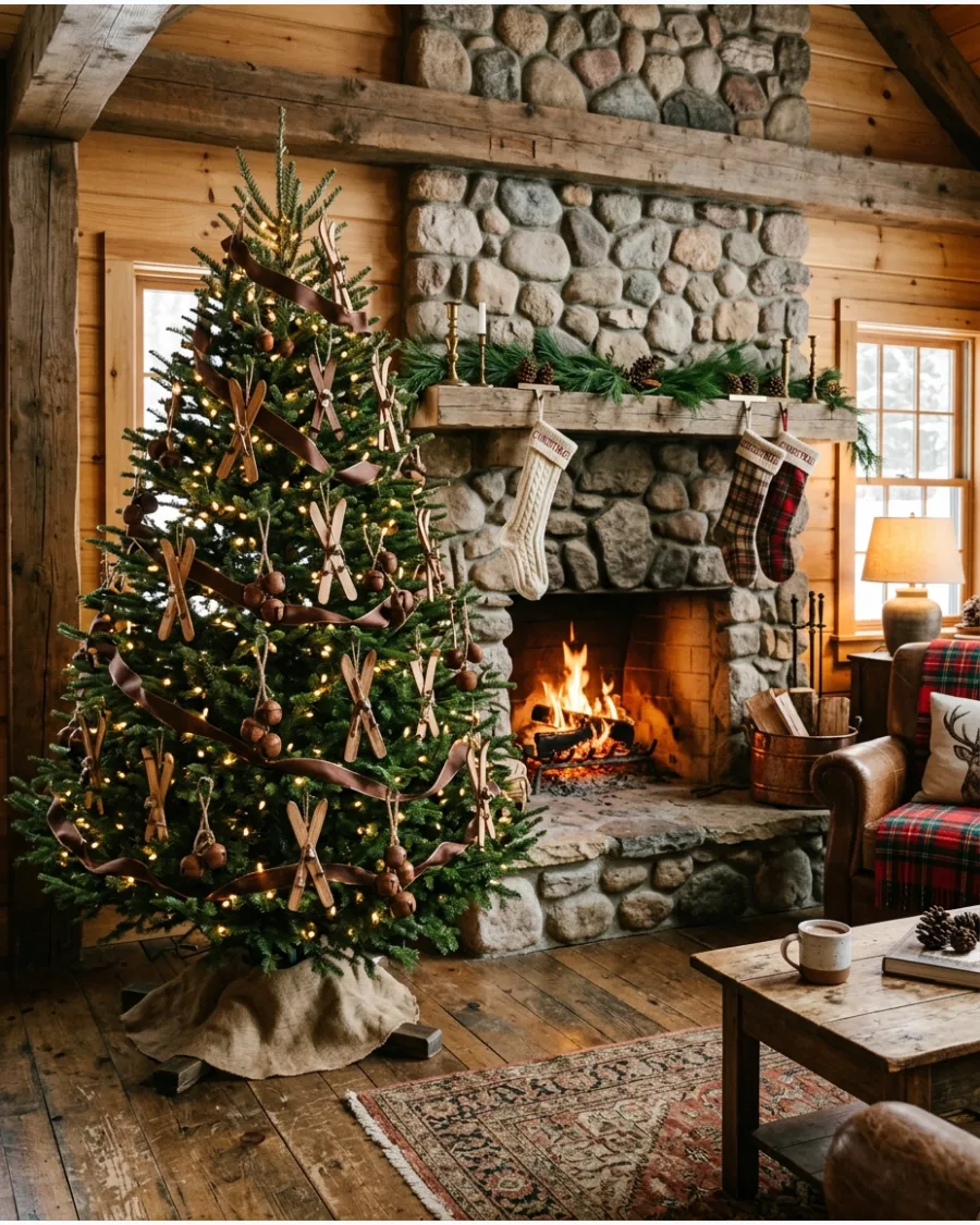 45. Brown Cabin Christmas Tree