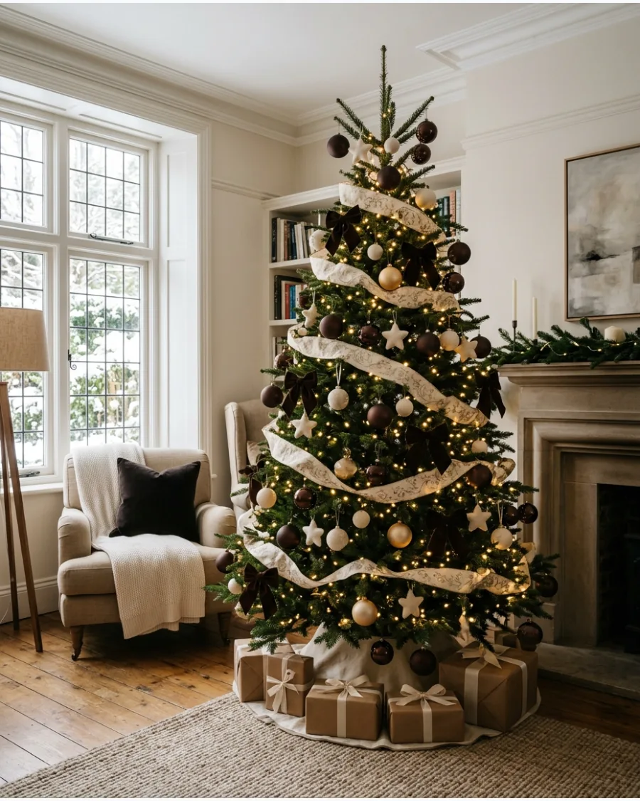 5. Dark Chocolate and Cream Christmas Tree