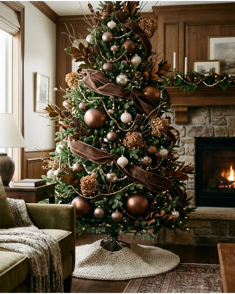 50. Designer Layered Brown Christmas Tree