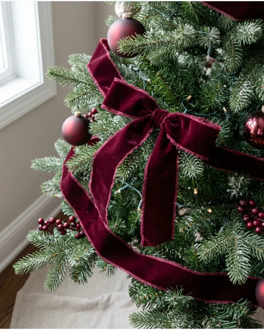20. Burgundy Velvet Ribbon With Raw Edges