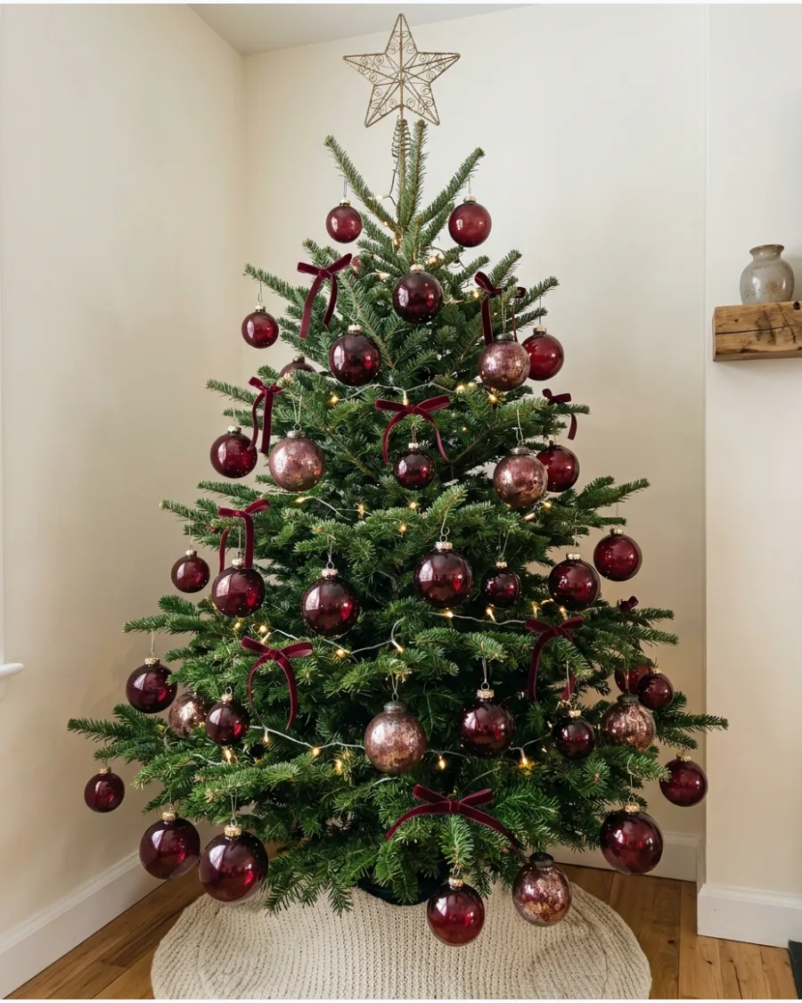 30. Burgundy Glass Ornament Christmas Tree