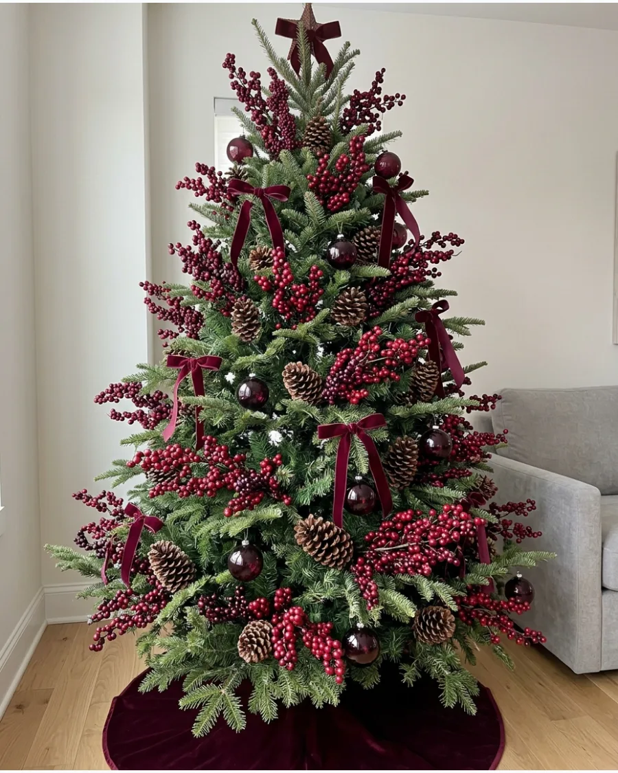 37. Burgundy Berry Christmas Tree