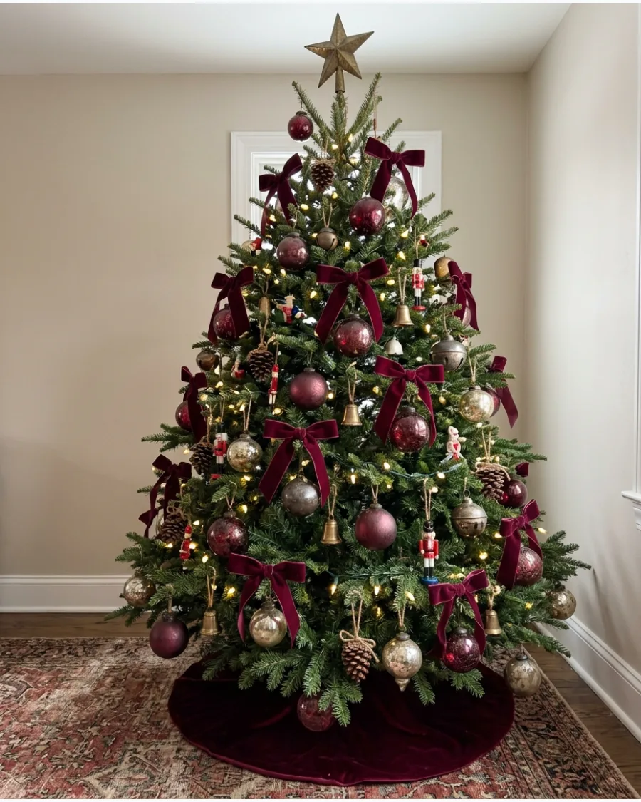 39. Vintage Burgundy Christmas Tree