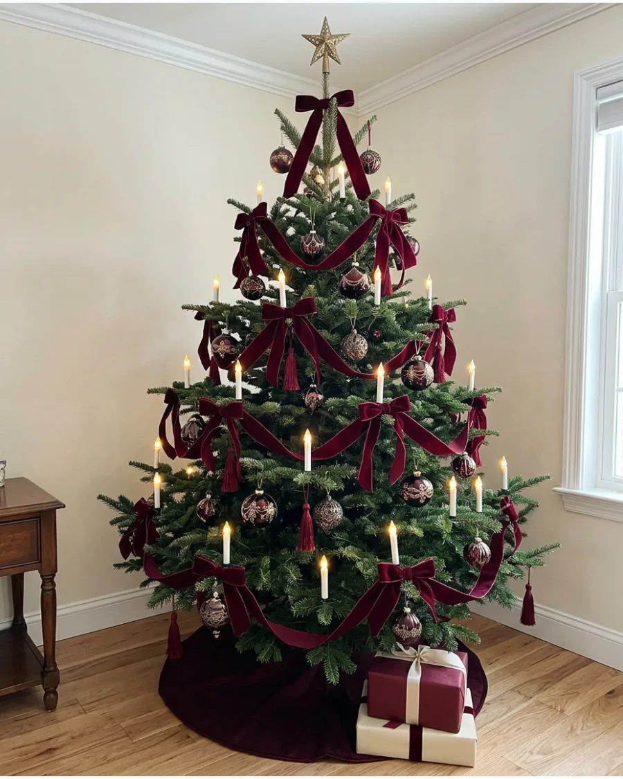 40. Victorian Burgundy Christmas Tree