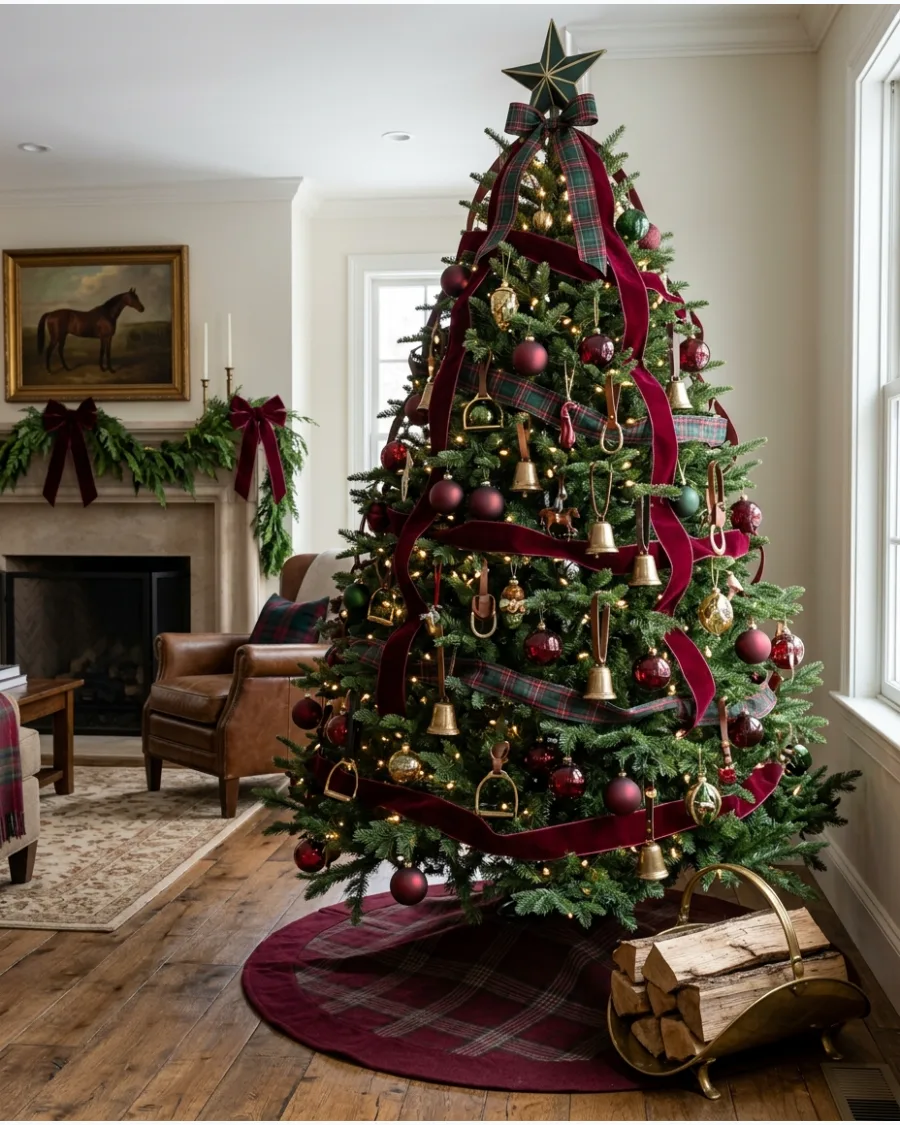 41. Ralph Lauren Inspired Burgundy Christmas Tree