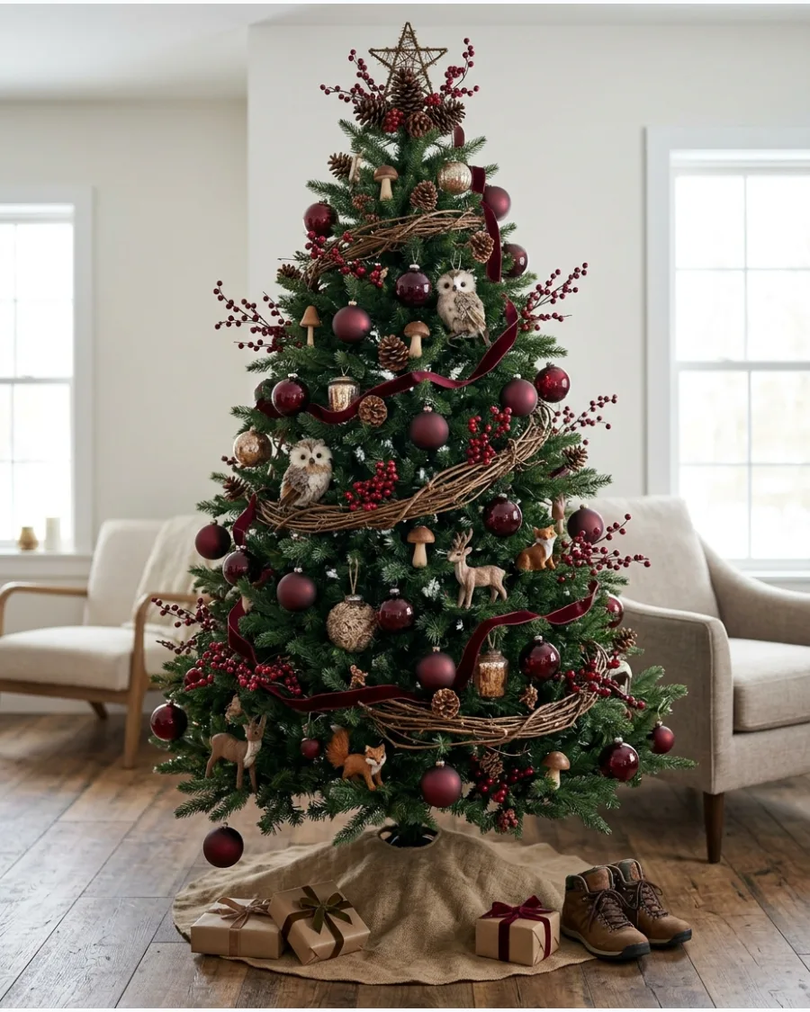 43. Woodland Burgundy Christmas Tree