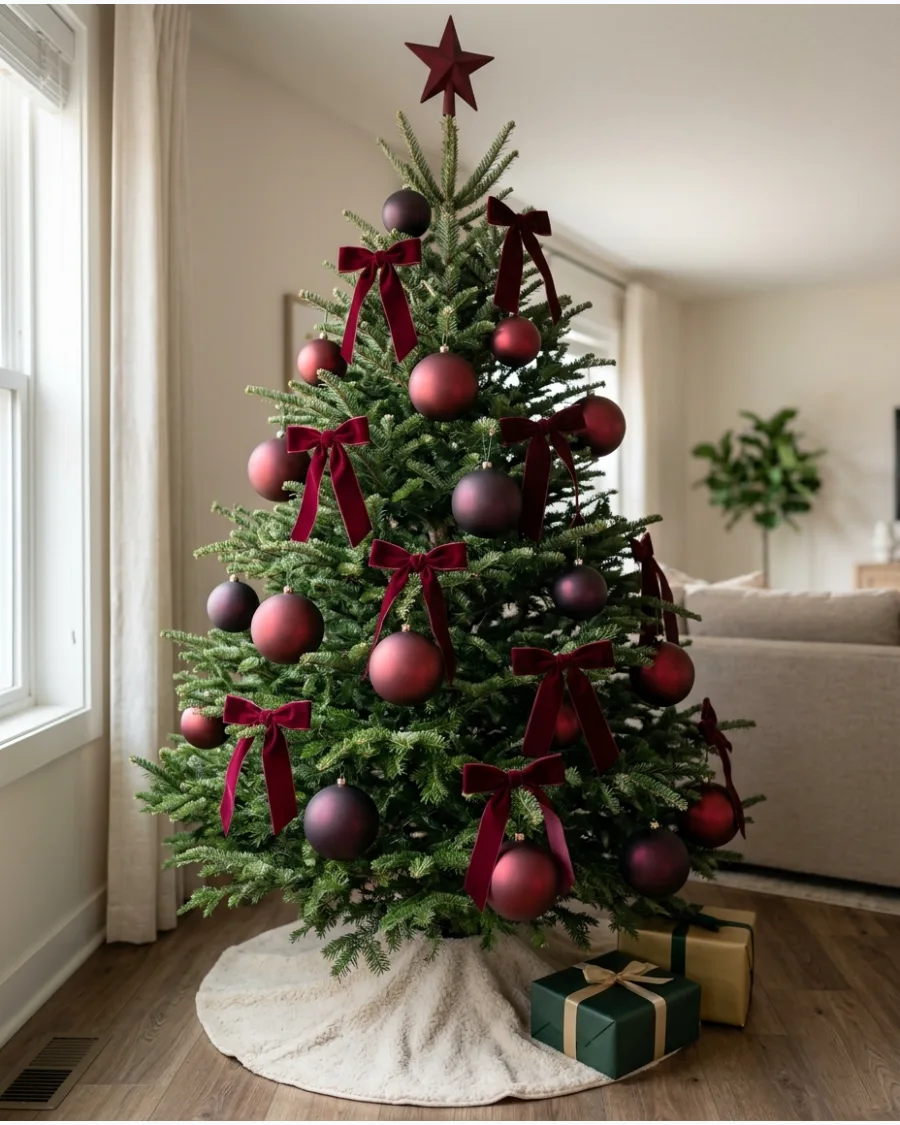 44. Modern Burgundy Christmas Tree