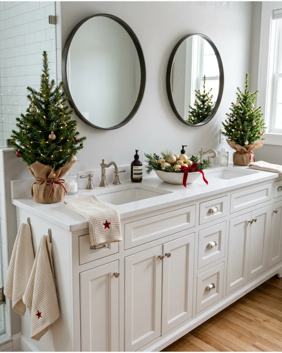 20. Double Vanity Christmas Decor