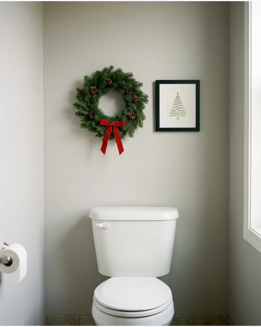 32. Christmas Decor Above the Toilet