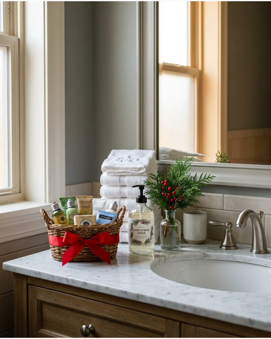 35. Guest Bathroom Christmas Decor