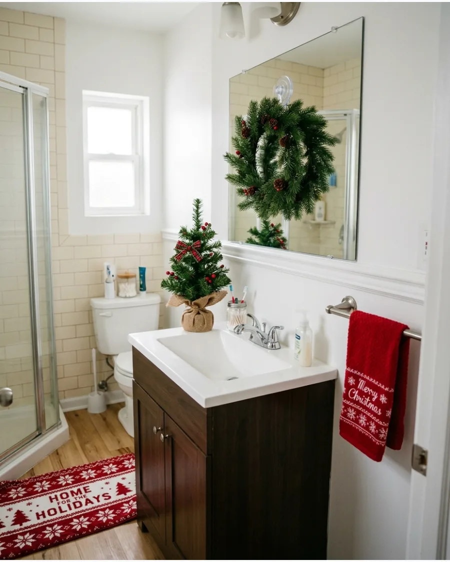 36. Small Apartment Christmas Bathroom