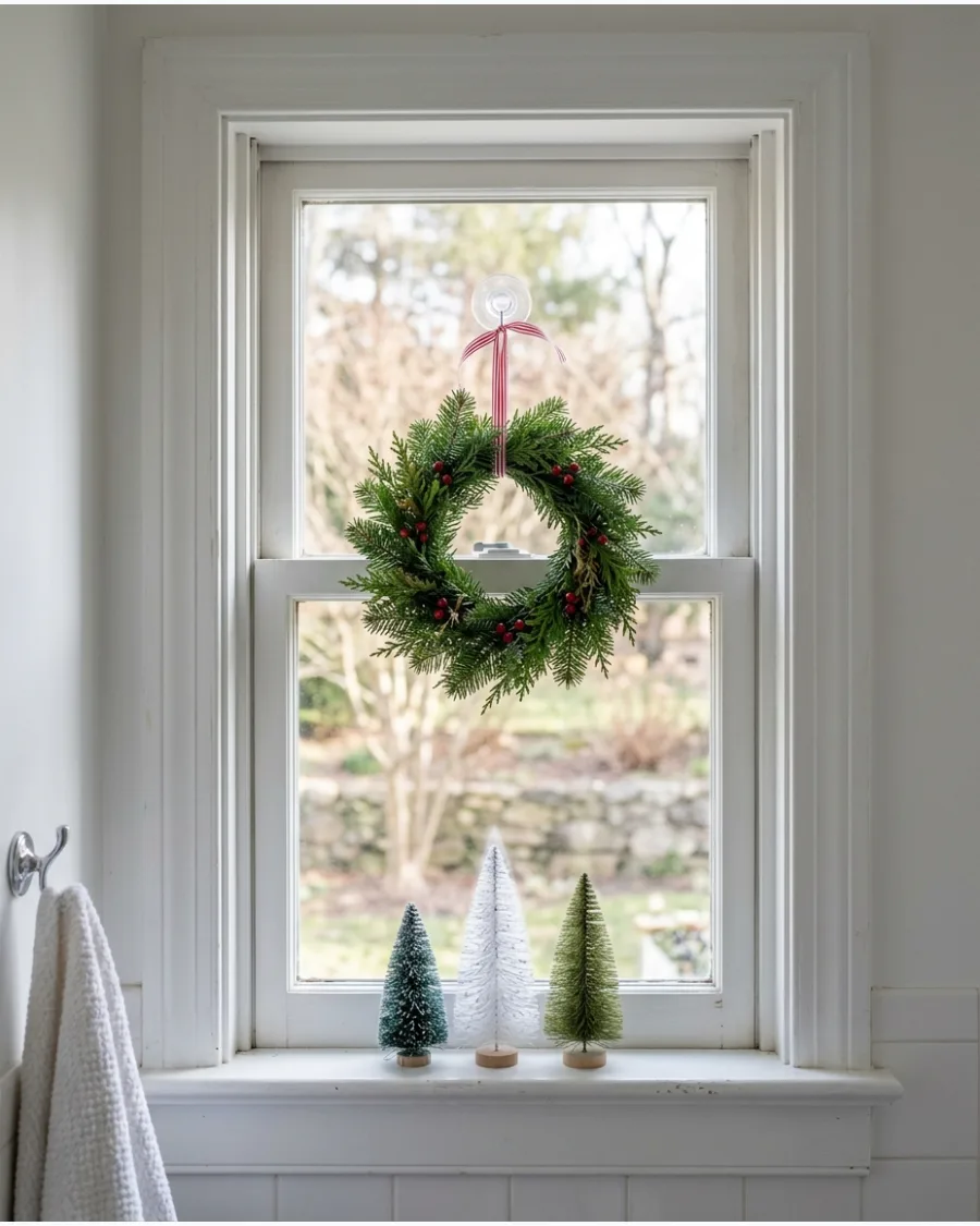 37. Christmas Bathroom Window Decor