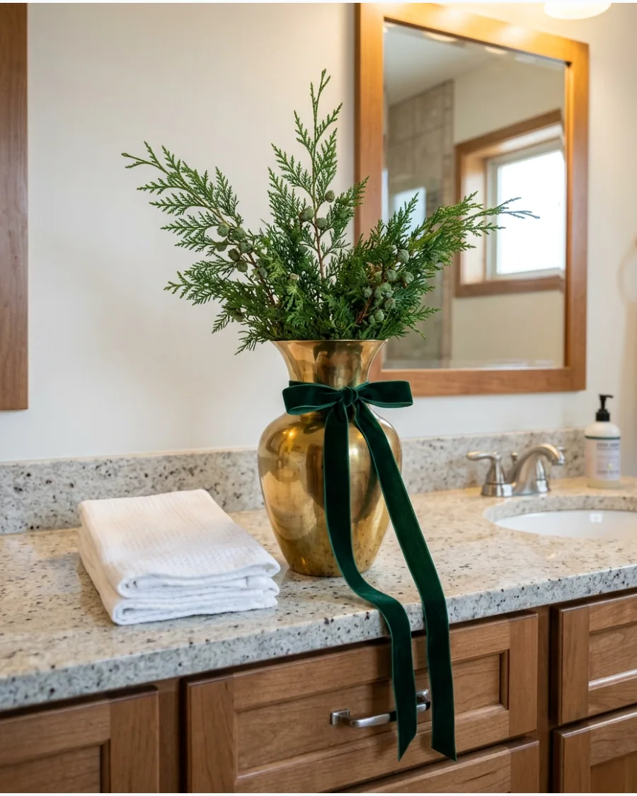 44. Elegant Christmas Bathroom Decor