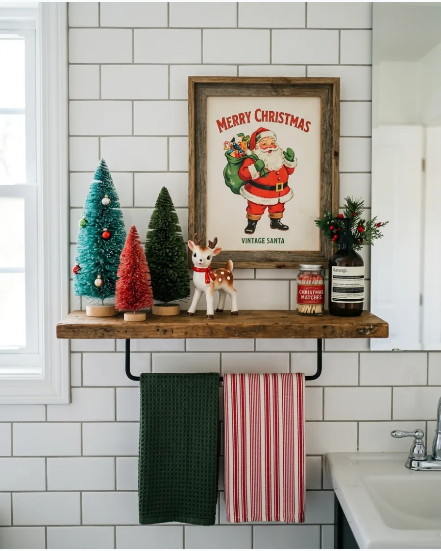 48. Vintage Christmas Bathroom Decor