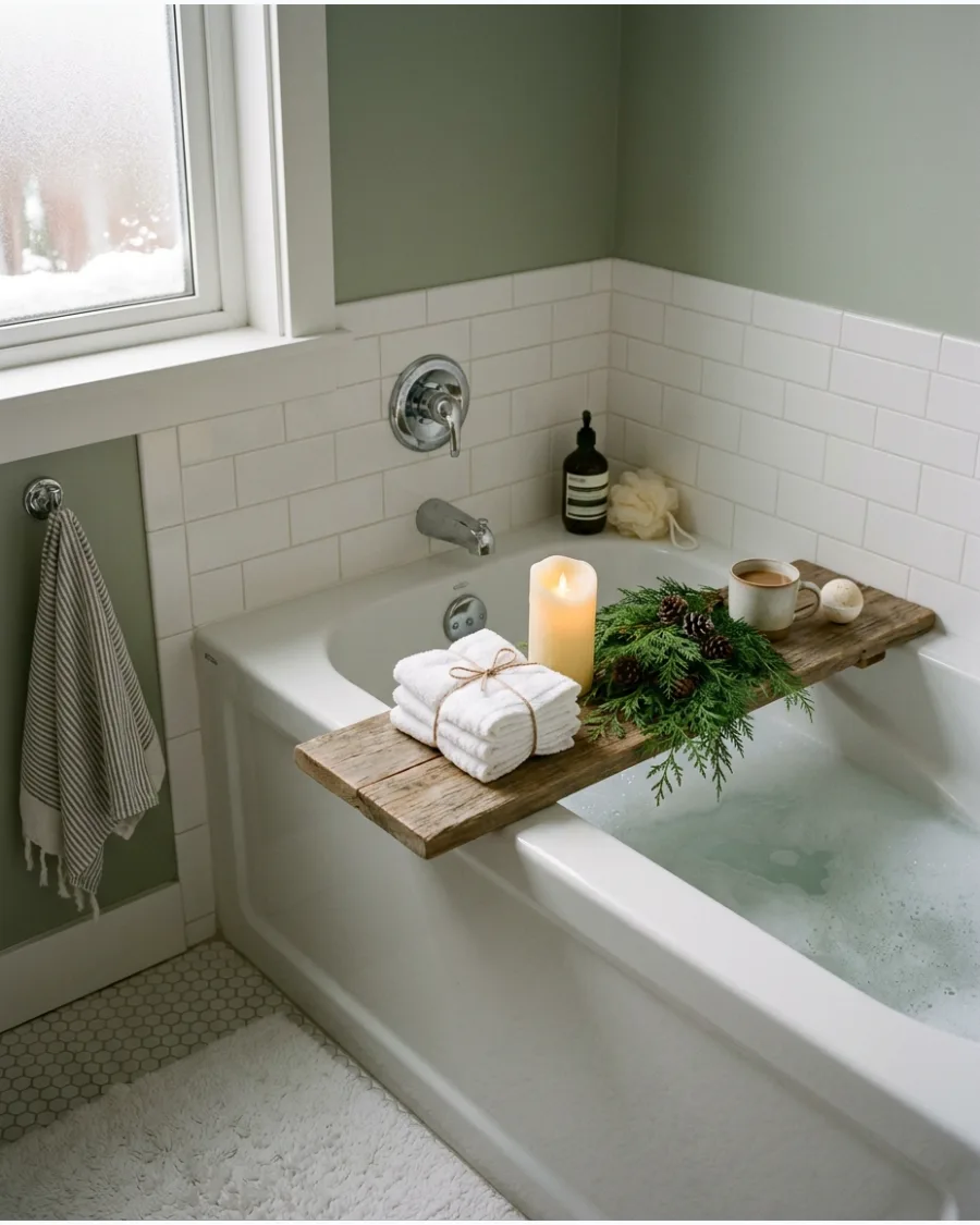 50. Cozy Spa Christmas Bathroom