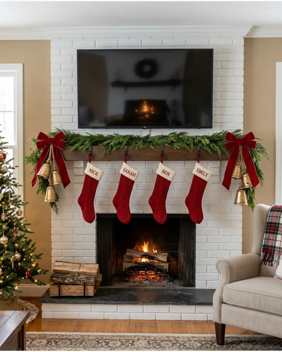 47. Christmas Mantel Around a TV