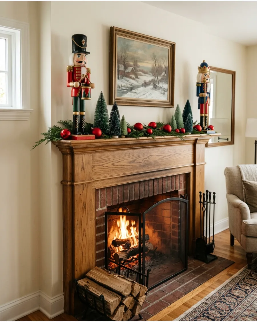 7. Nutcracker Christmas Mantel