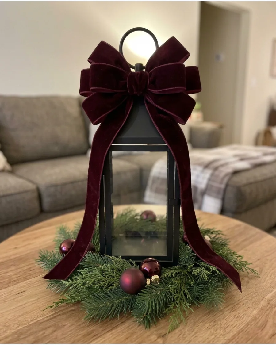 20. Elegant Lantern With Velvet Ribbon
