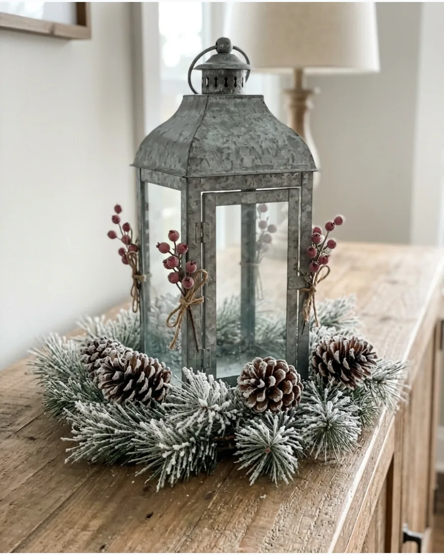 25. Galvanized Metal Christmas Lantern