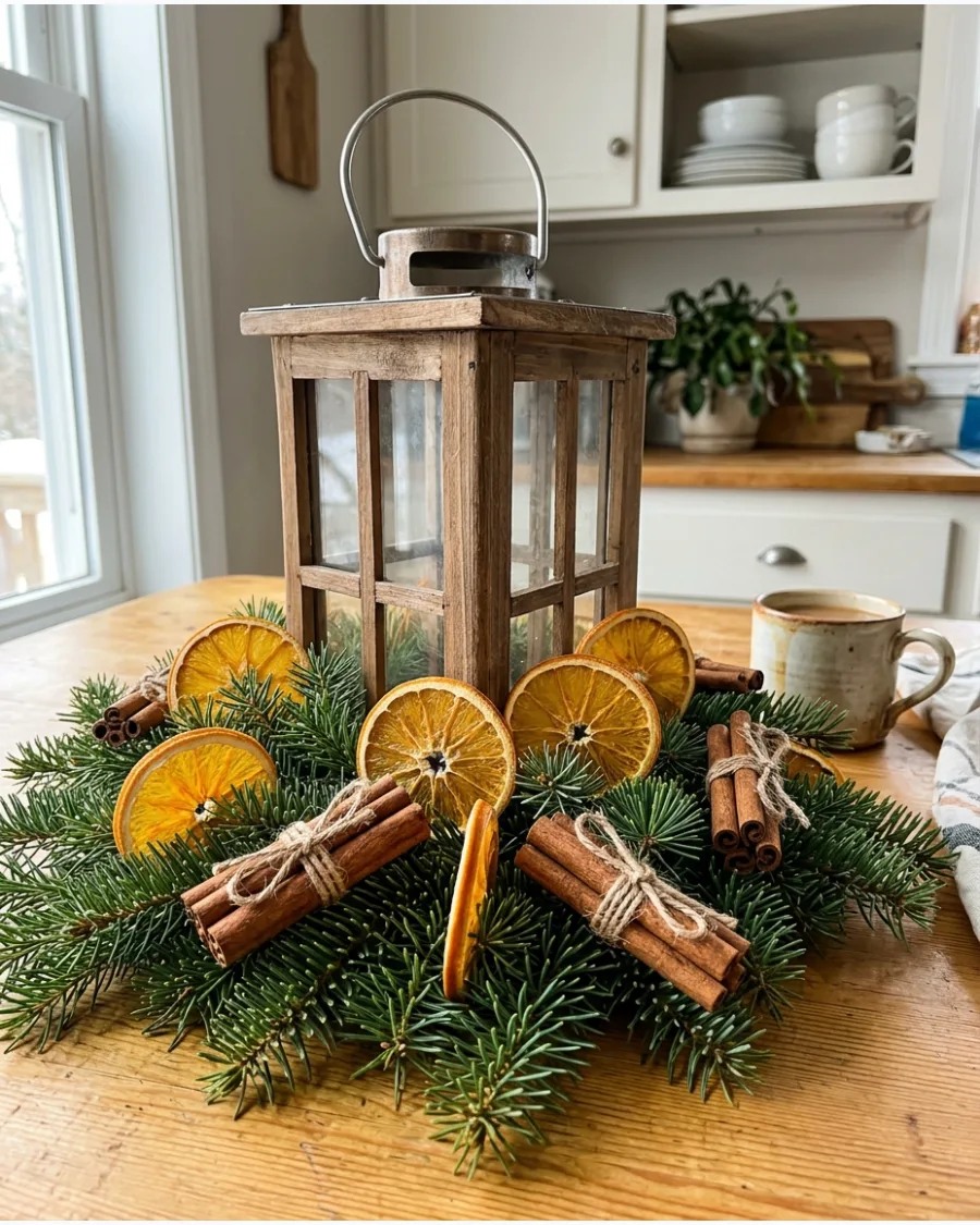 30. Lantern With Dried Oranges and Cinnamon