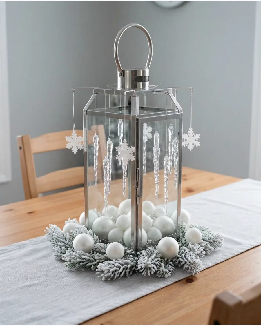36. Lantern With Snowflakes and Icicles