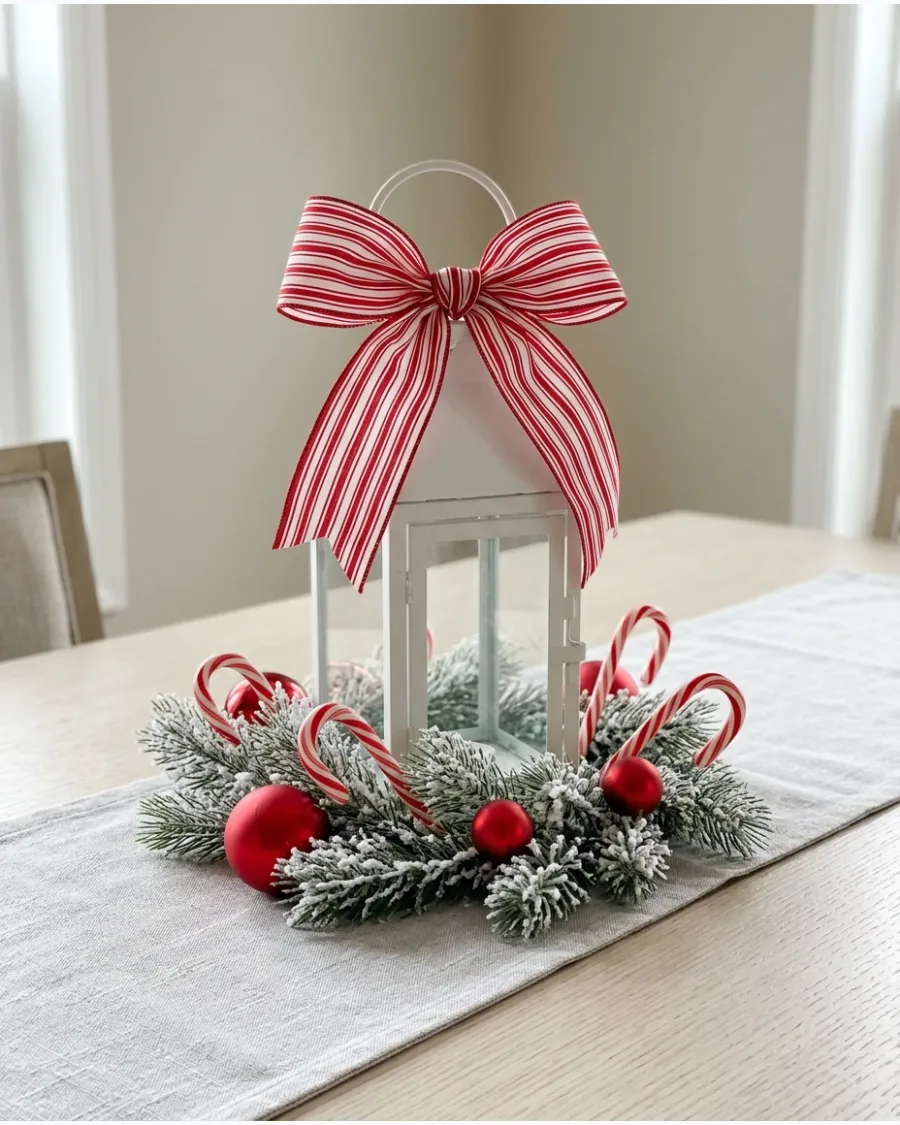41. Red and White Candy Cane Lantern