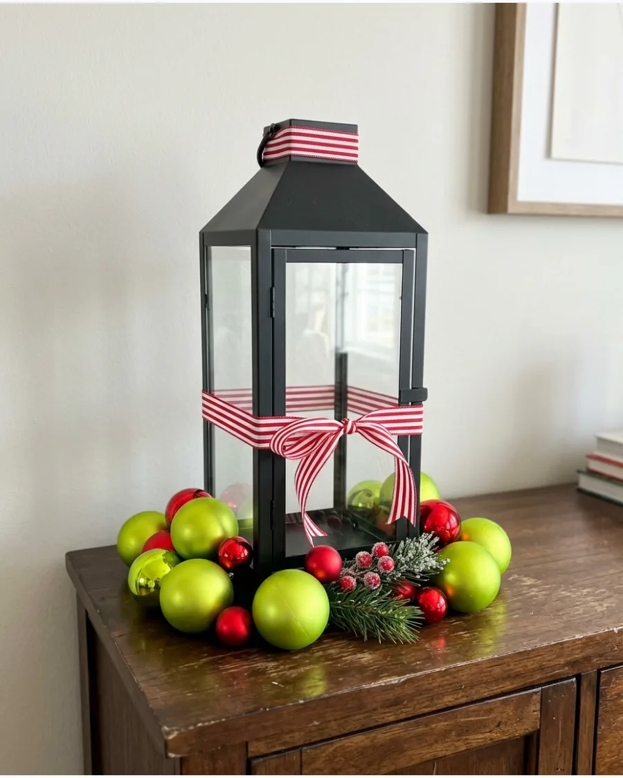 43. Grinch Christmas Lantern Centerpiece