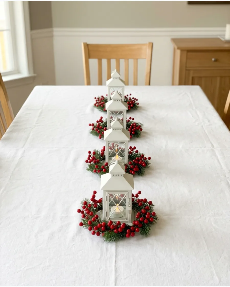 49. Small Lantern Centerpieces Down the Table