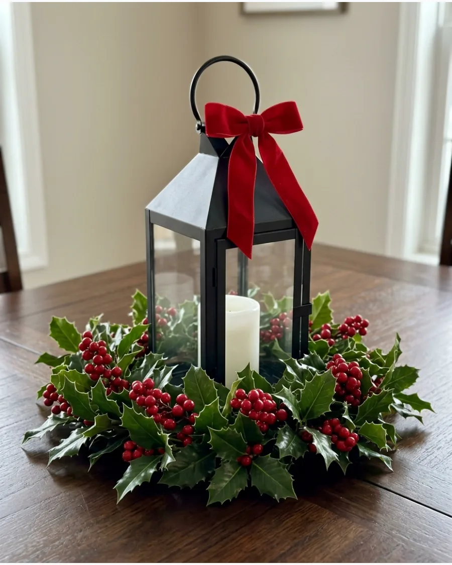 6. Holly and Berry Christmas Lantern