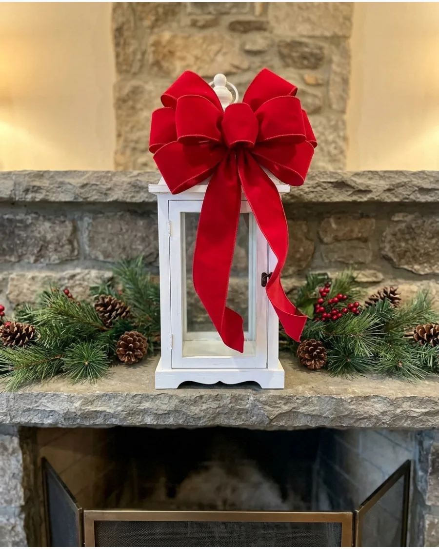 7. Christmas Lantern With Large Red Bow