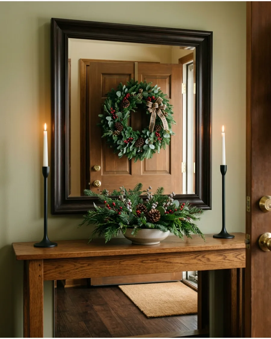 15. Christmas Wreath Reflected in the Entry Mirror