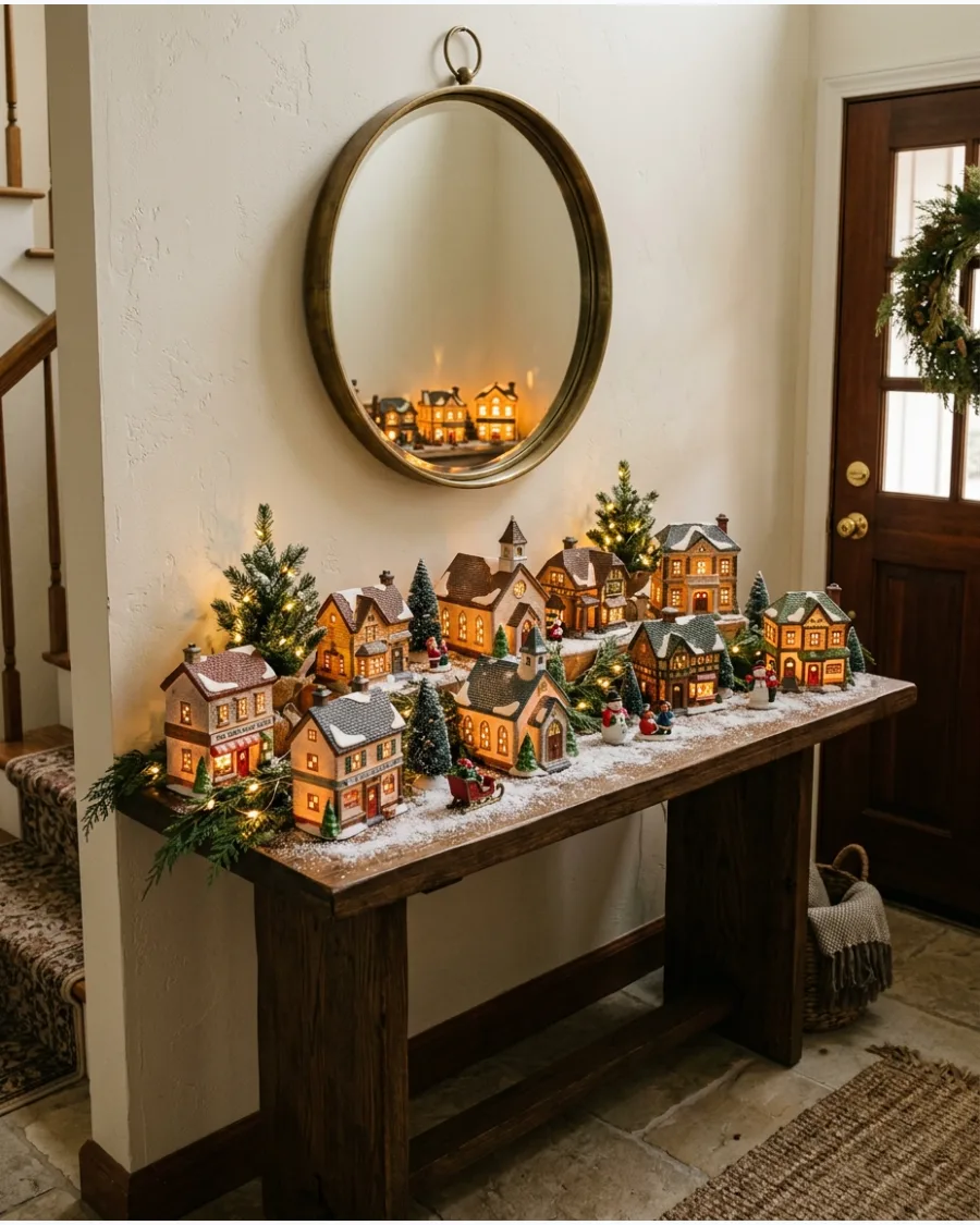 21. Ceramic Christmas Village Entry Table