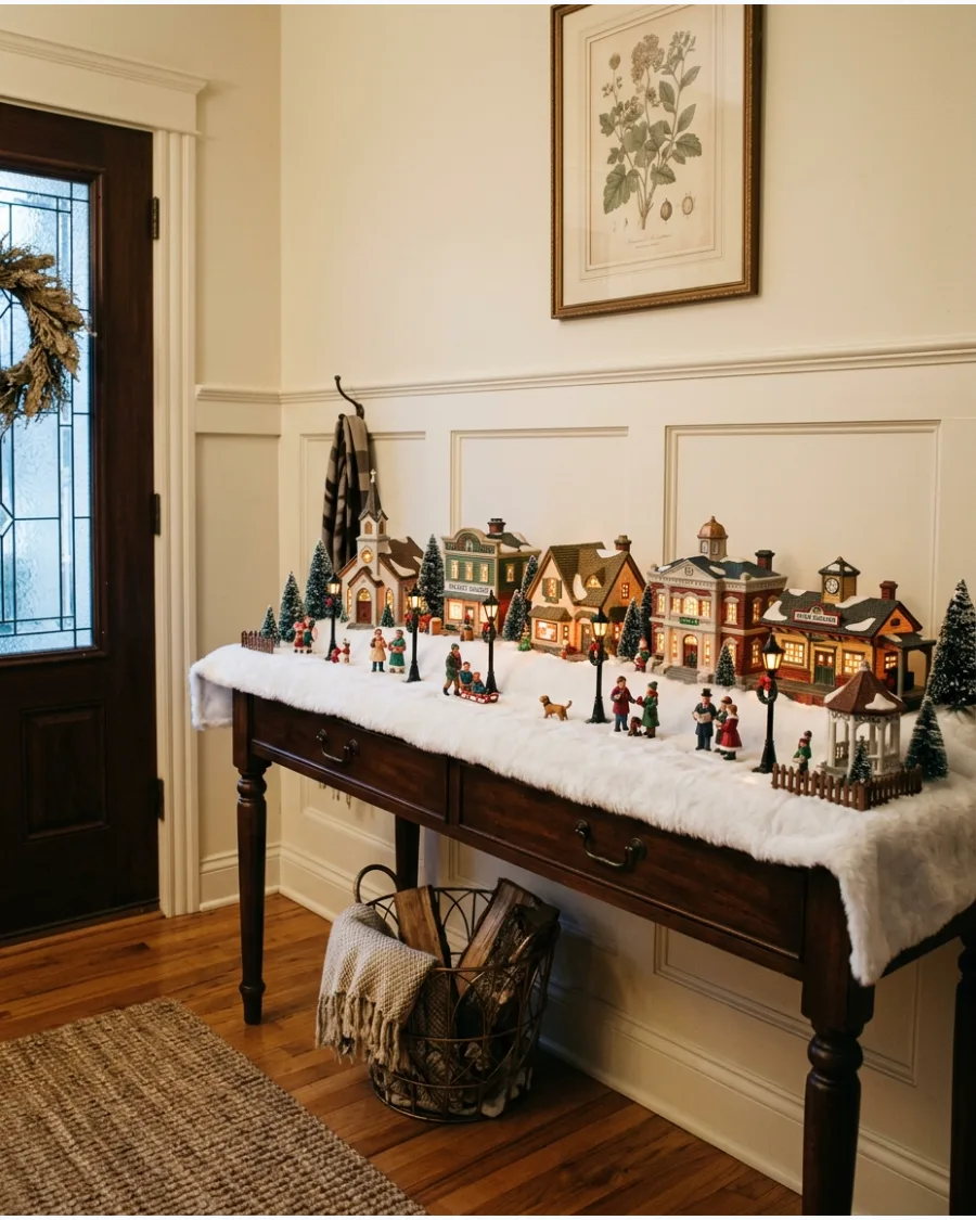 24. Vintage Christmas Village Entry Table