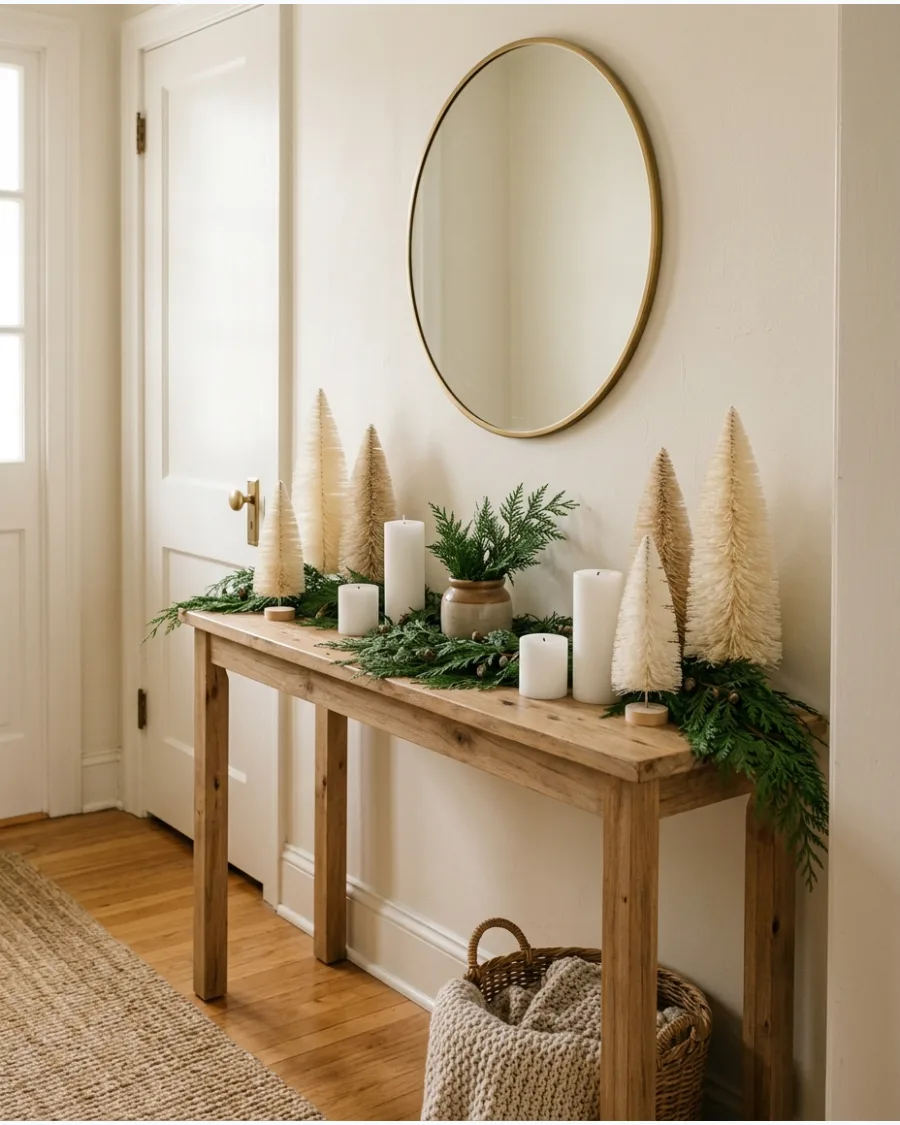 31. Neutral Christmas Entry Way Table