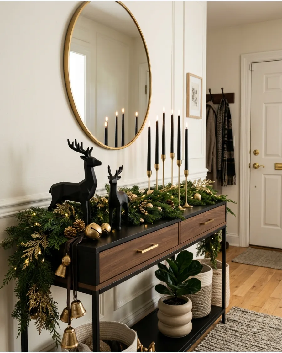 33. Black and Gold Christmas Console Table