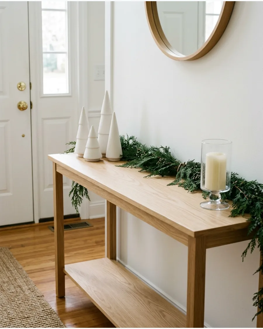 36. Minimalist Christmas Entry Table