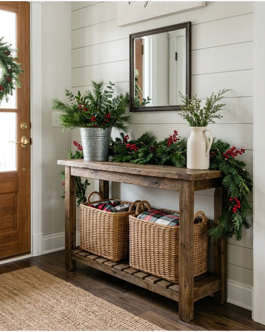 41. Farmhouse Christmas Entry Way Table