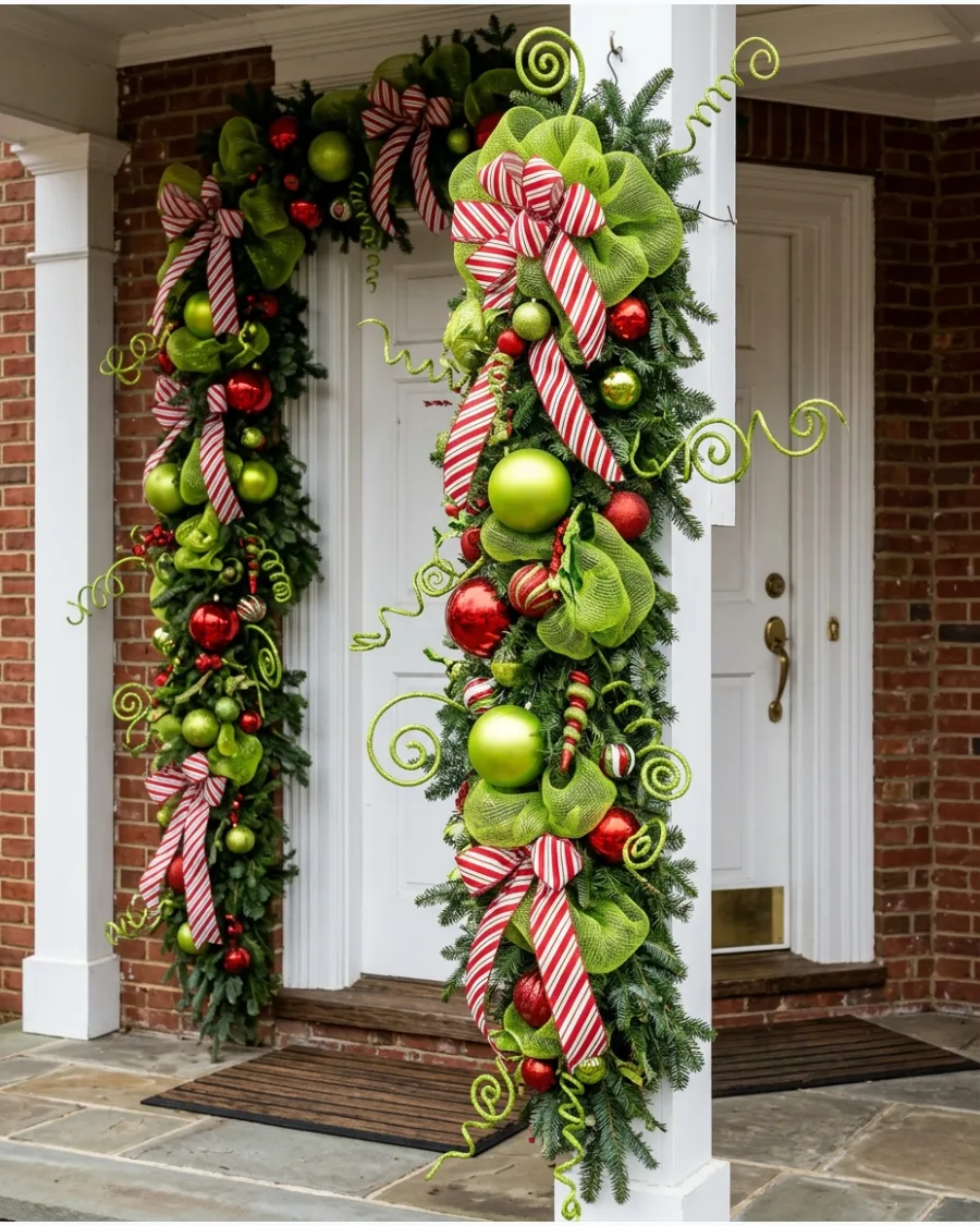 8. Grinch Christmas Porch Garland