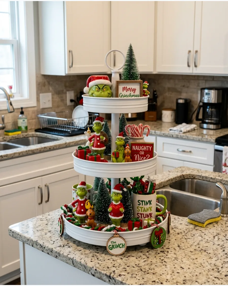 28. Grinch Christmas Tiered Tray