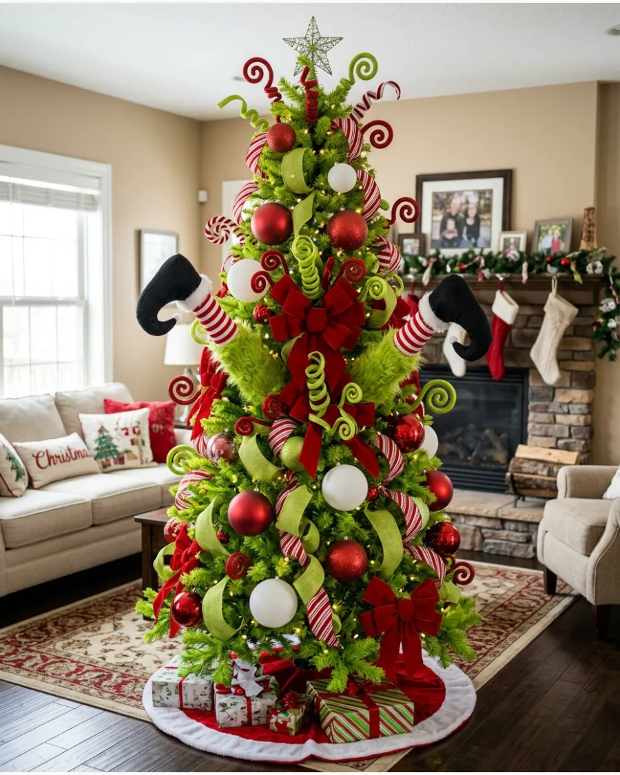 3. Grinch Christmas Tree With Grinch Legs