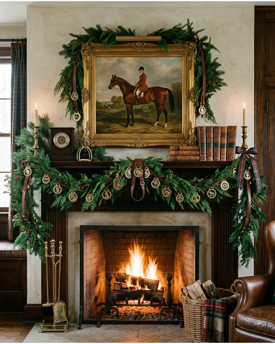 14. Equestrian Ralph Lauren Christmas Mantel