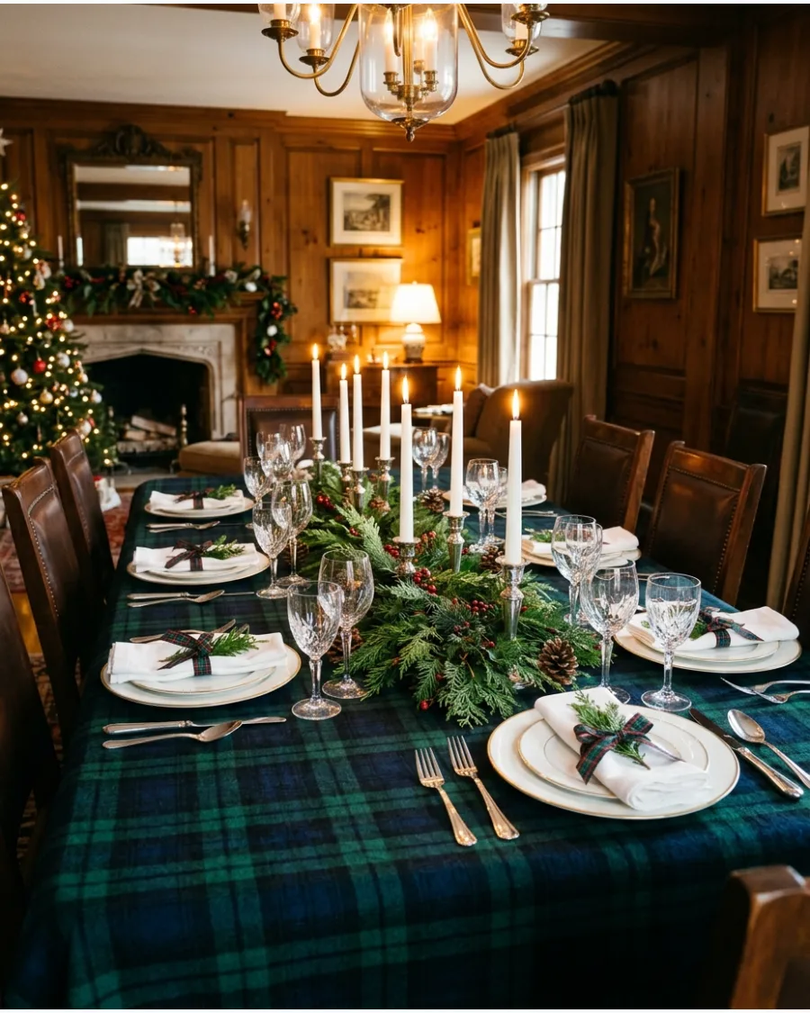 31. Ralph Lauren Tartan Christmas Tablescape