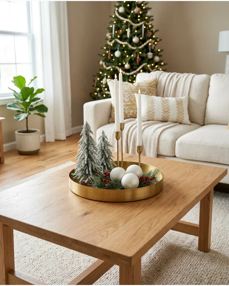 13. White and Gold Christmas Coffee Table