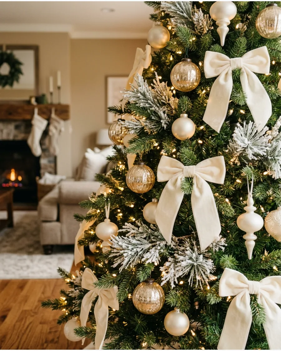 2. Champagne Gold and Ivory Christmas Tree