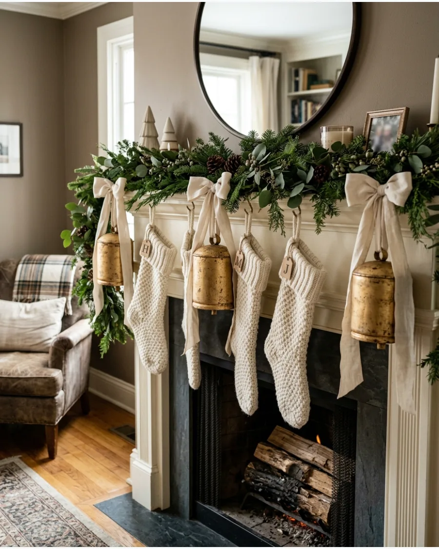 22. White Stockings and Gold Bell Mantel