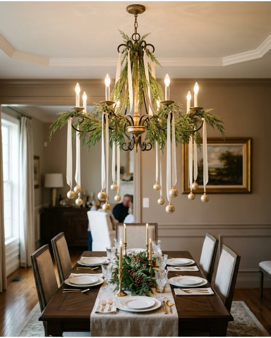 39. White and Gold Christmas Chandelier