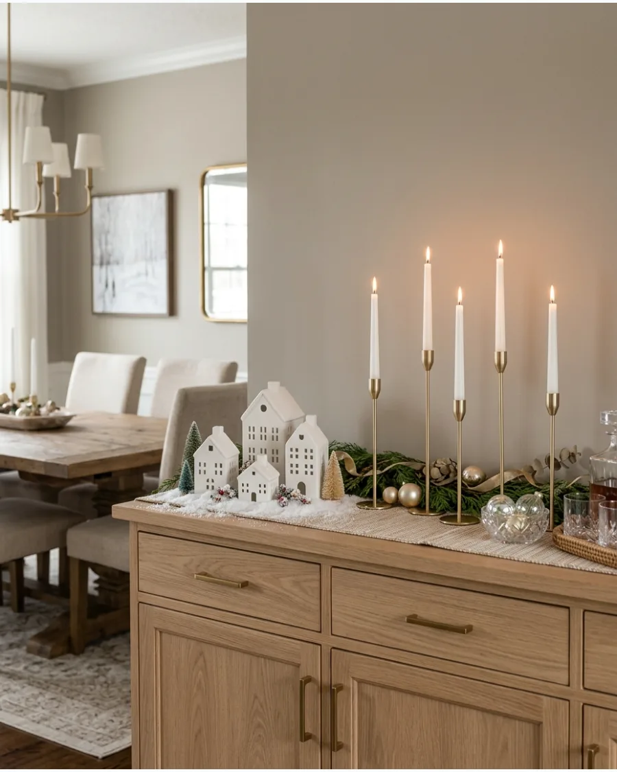 40. White and Gold Christmas Buffet Table