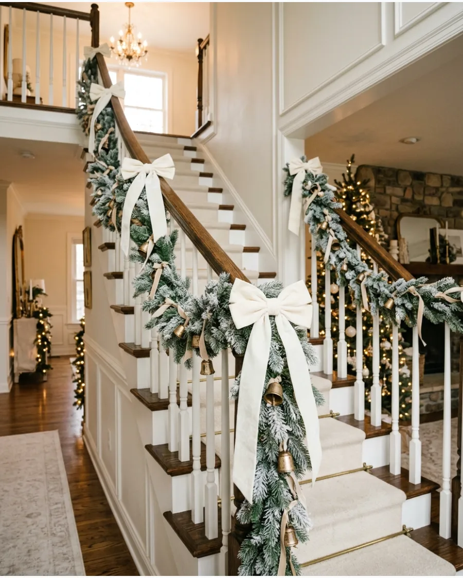 43. White and Gold Christmas Staircase
