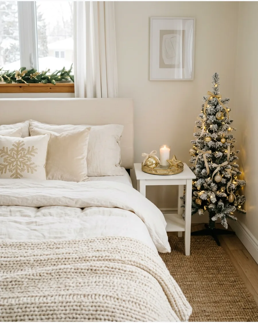 47. White and Gold Christmas Bedroom